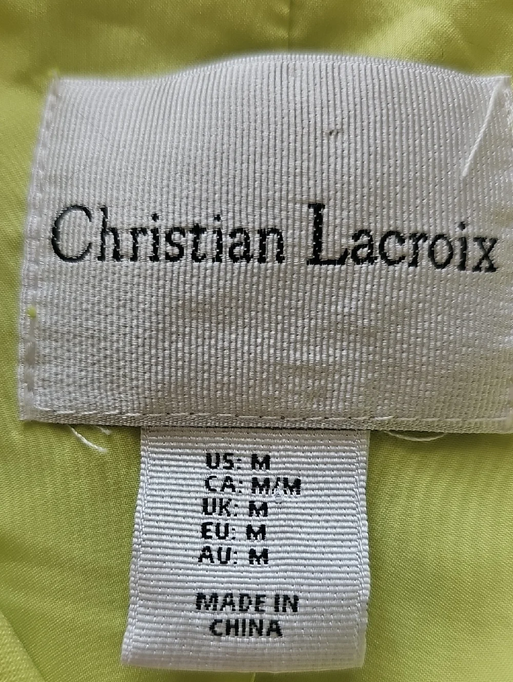 Christian Lacriox Lime Green Tailored Vest with Gold Buttons. NWOT. Sz Meduim
